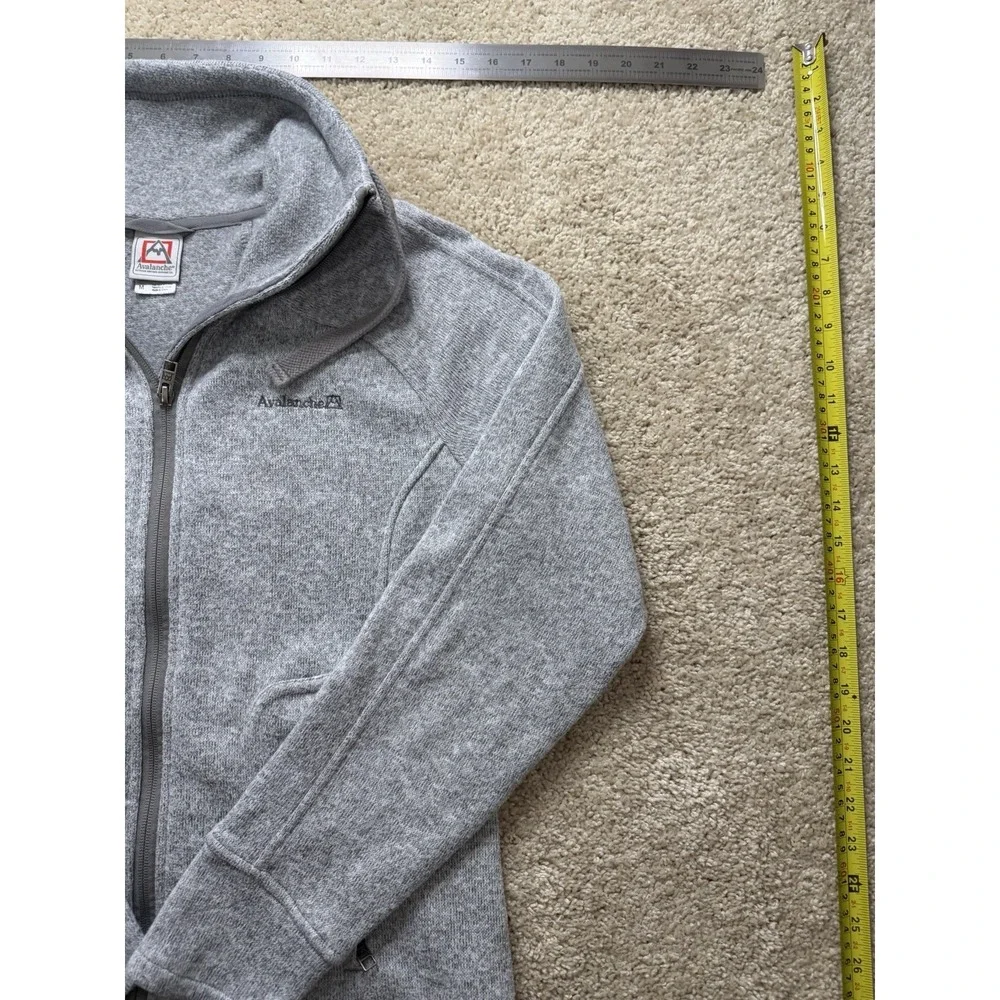 Avalanche Womens Thermal Knit Full Zip Fleece Lined Jacket Heather Gray Size M